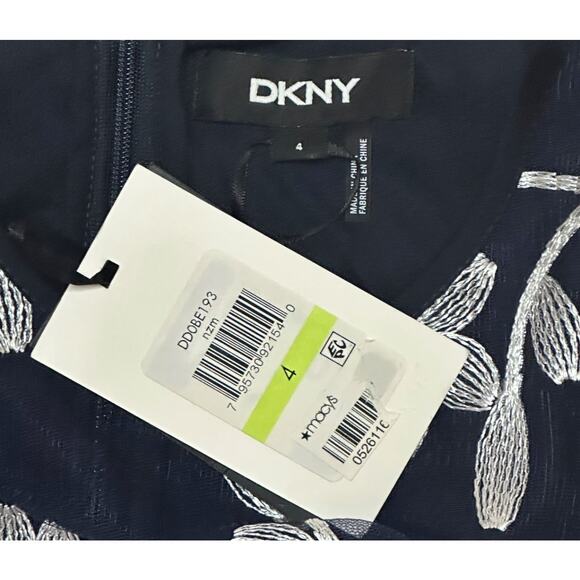 New $160 DKNY Sleeveless Floral Midi Dress Embroidered Tapestry Wedding Cocktail - Picture 9 of 12